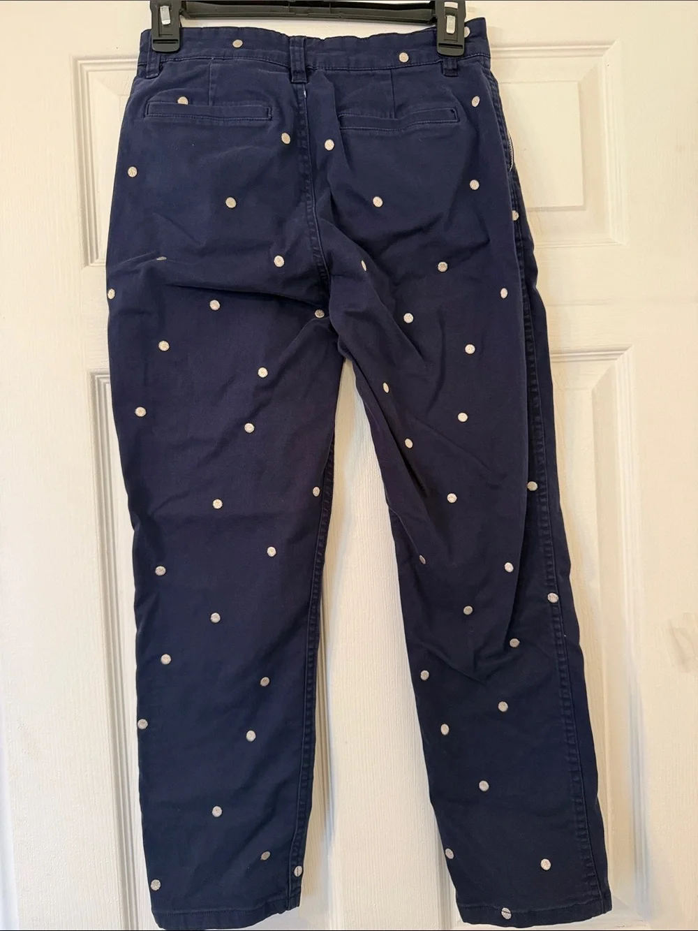J.Crew Vintage Straight Navy Polka Dot Stretch Chino Pants Size 26 Cropped